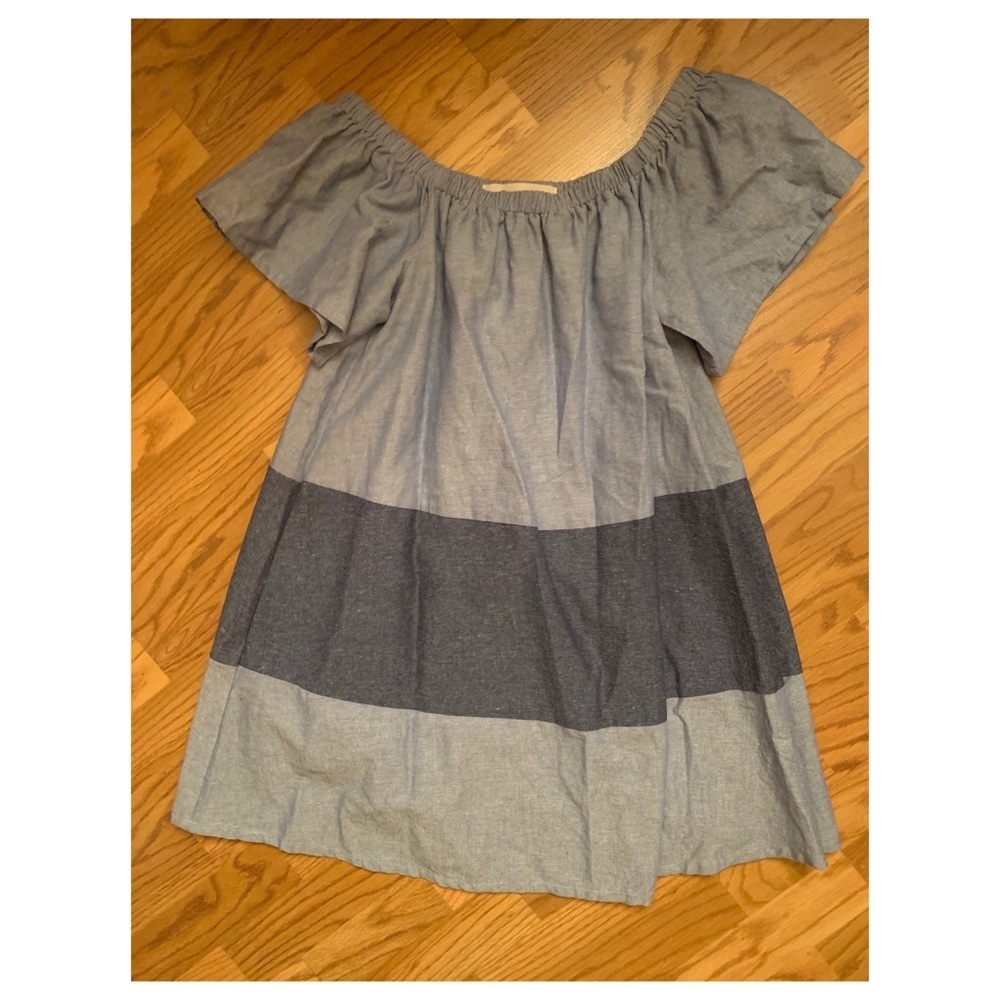 The Impeccable Pug Denim Off the Shoulder Mini Dress